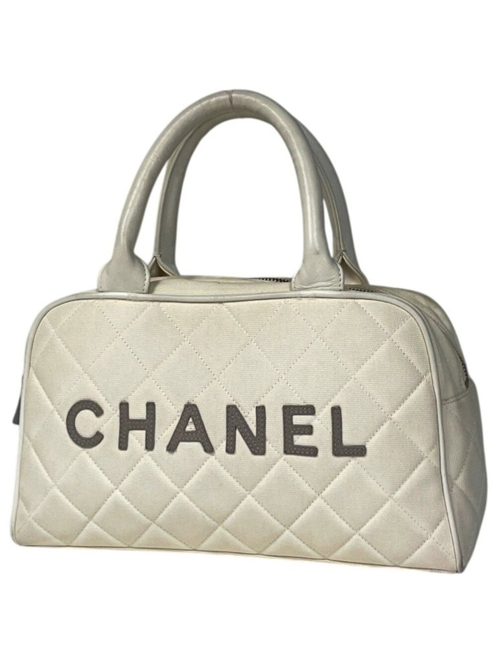 Chanel Sports Line CC Logo Bow Sling Bag Mini Boston Canvas White